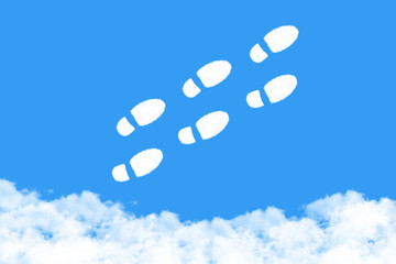 Clouds shaped Shoe print on blue sky