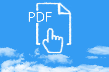 Clouds shaped pdf file on blue sky