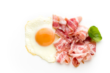 Eggs and baconon on the isolated background.