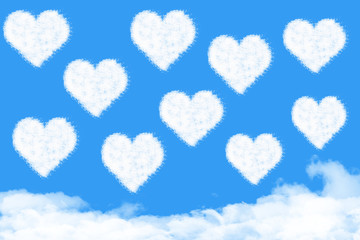 hearts shape clouds , love concept on blue sky