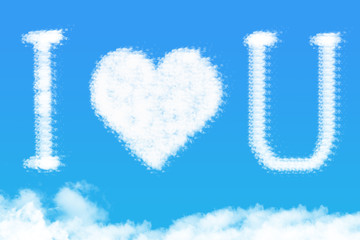 Naklejka premium I love you shape clouds , love concept on blue sky