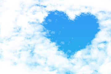 hearts shape clouds , love concept on blue sky