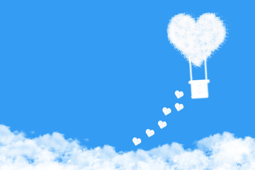 balloon heart shape clouds , love concept on blue sky