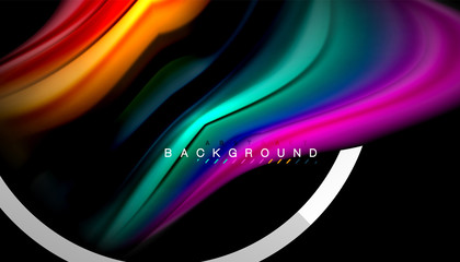 Liquid fluid colors holographic design with metallic style line shape