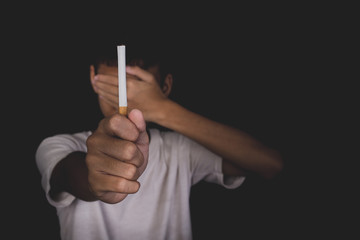 Boy refuse to smoke, World No Tobacco Day.