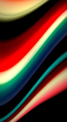 Fluid rainbow colors on black background, vector wave lines and swirls