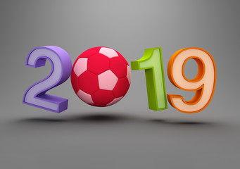      New Year 2019 with Football - 3D Rendered Image 