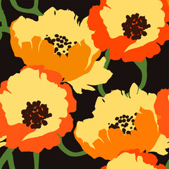 Seamless pattern with flowers poppy