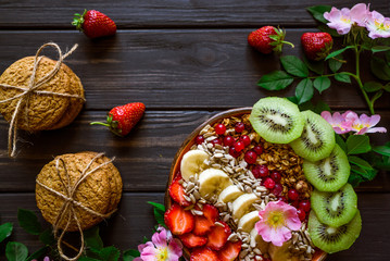 granola with fruit for breakfast