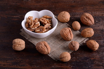 Bowl with shelled walnuts 