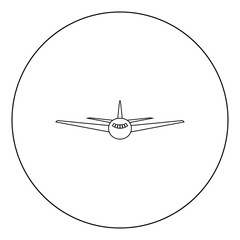 Airplane icon black color in circle or round