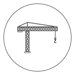 Building crane  icon black color in circle or round