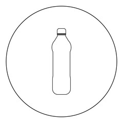 Water plastic bottle  icon black color in circle or round