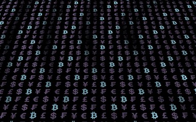 Bitcoin background. Cryptocurrency 3D illustration. Digital currency symbol. Business concept