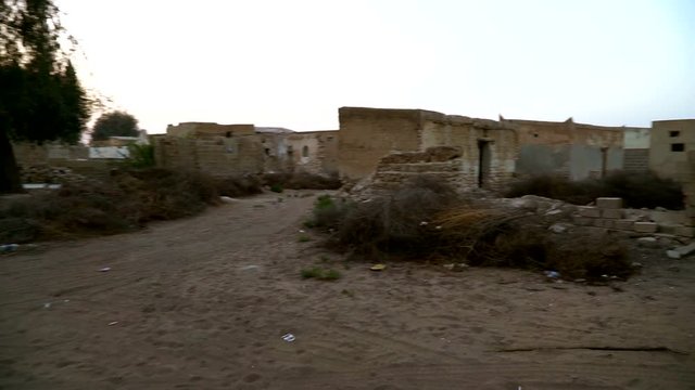Al Jazirah Alhamra Old Town - abandoned village in the smallest emirate of the UAE - Ras Al Khaimah. Steadycam shot.