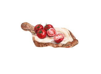 Tomatoes watercolor food illustration