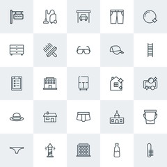 Modern Simple Set of clothes, buildings, housekeeping Vector outline Icons. Contains such Icons as  household,  apartment,  home,  faith and more on white background. Fully Editable. Pixel Perfect.