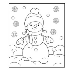 Snowman. Winter. Coloring book for kids