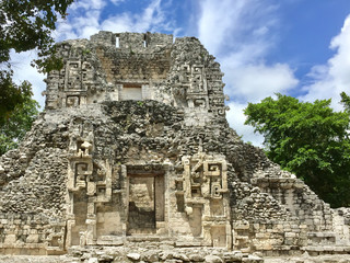 Ancient Maya ruin in Chicina, Campeche, Mexico sitting in the middle of the jungle