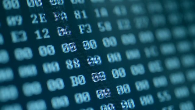 Closeup on the Running System Algorithm. Computer Display Closeup.