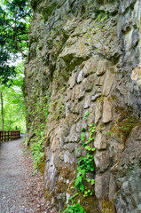 抱帰り渓谷の遊歩道と地層