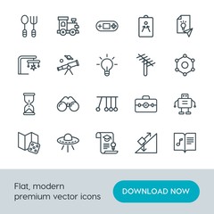 Modern Simple Set of science, education, kids and toys Vector outline Icons. Contains such Icons as  zoom,  technology,  spacecraft,  car and more on white background. Fully Editable. Pixel Perfect.