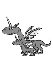 mama papa familie kind baby junges klein süß niedlich einhorn pferd comic cartoon lustig clipart fliegen flügel wyvern lindwurm mystisch fantasy Drache böse