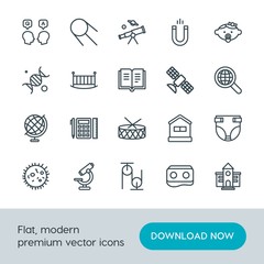 Modern Simple Set of science, education, kids and toys Vector outline Icons. Contains such Icons as  diaper,  cosmos,  microbiology, child and more on white background. Fully Editable. Pixel Perfect.