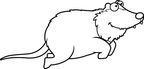 Cartoon Opossum Jumping