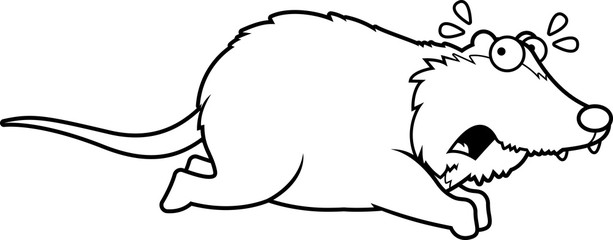 Cartoon Opossum Running Away