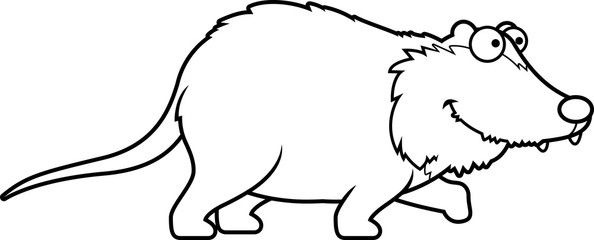 Cartoon Opossum Walking
