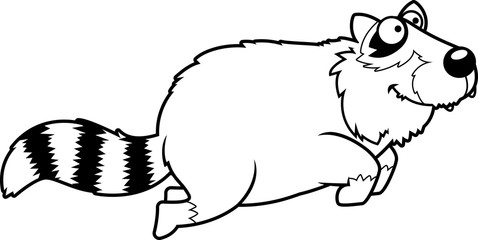 Cartoon Raccoon Jumping