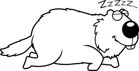 Cartoon Woodchuck Sleeping