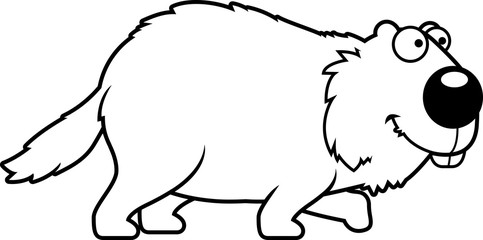 Cartoon Woodchuck Walking