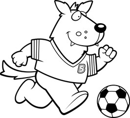 Cartoon Wolf Soccer
