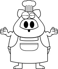 Confused Cartoon Pig Chef
