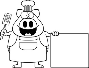 Cartoon Pig Chef Sign