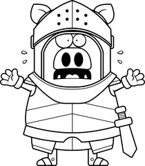 Scared Cartoon Boar Knight