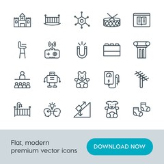 Modern Simple Set of science, education, kids and toys Vector outline Icons. Contains such Icons as  exchange, music,  sock,  business, bed and more on white background. Fully Editable. Pixel Perfect.