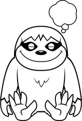 Fototapeta premium Cartoon Sloth Dreaming