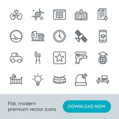 Modern Simple Set of science, education, kids and toys Vector outline Icons. Contains such Icons as  biology, internet,  exchange,  ebook,  and more on white background. Fully Editable. Pixel Perfect.