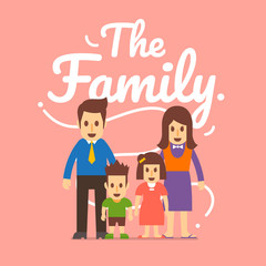 flat design concept family have a father, motherand children. Vector illustrations.