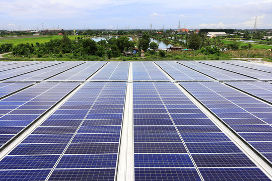 Solar PV Rooftop System Countryside Background
