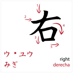 Right. Japanese flash card vector design for students