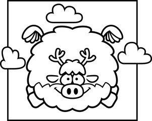 Cartoon Reindeer in the Sky