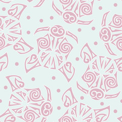 Seamless pattern with Pig's or Boar's head. Pig is symbol of 2019 Chinese New Year. Background for tattoo studio, oriental concept, pet shop, greeting card. Pig's head stylized Maori face tattoo.