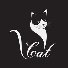 Vector of a cat design on black background, Pet, Animal, Vector illustration. Easy editable layered vector illustration.