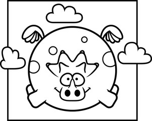 Cartoon Triceratops in the Sky