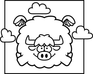 Cartoon Yak in the Sky