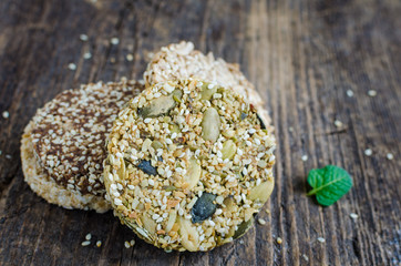 Healthy vegetarian cereal snacks concept.